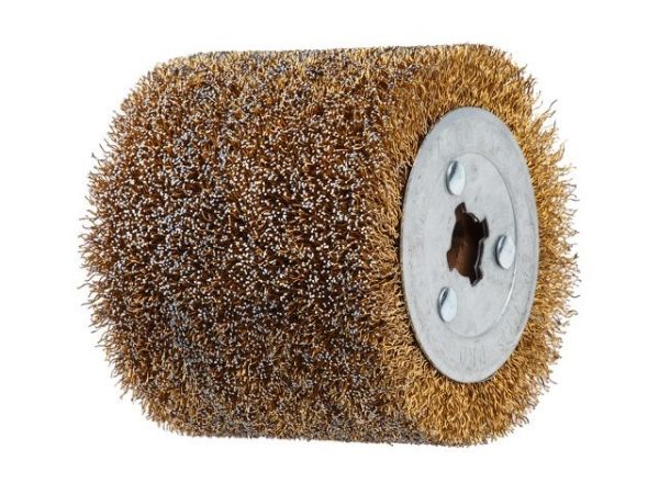 Щетка стальная с латунным покрытием 100х120 мм 0,5 мм WORTEX для WS 1012 S(диаметр 120 мм, ширина 100 мм, посадочный диаметр 19 мм, проволока 0,5 мм)