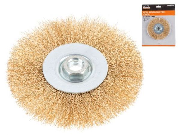 Щетка дисковая гофр.125мм/M14 GEPARD (GP0892-125)(плоская, для УШМ, в блистере)