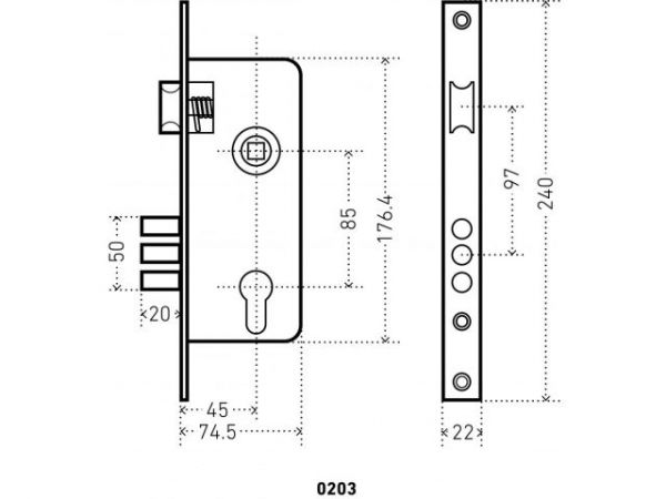 Замок врезной с/руч  АЛЛЮР 0203 CP хром