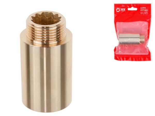 Удлинитель 3/4' вн.-нар. х 50 мм, AV Engineering (инд. упак.)(Латунь, макс.  16 бар, макс.  110 °С)