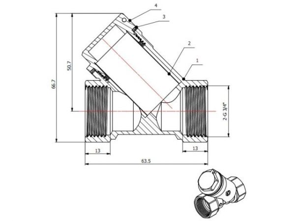 Фильтр косой 3/4' вн.-вн., AV Engineering (инд. упак.)