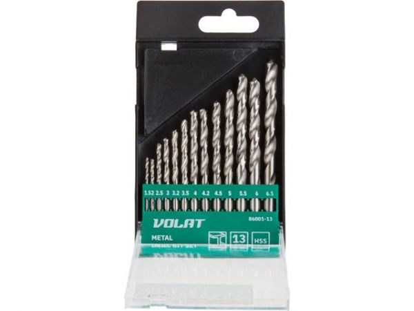 Набор сверл по мет. 13шт 1.5-6.5мм HSS ВОЛАТ