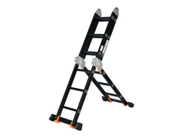 Лестница алюм. многофункц.4х6 ступ.(стрем.-332см,лестн.-690см) 17,0кг BLACK LINE STARTUL (ST9930-06)(усиленное шарнирное соединение, прорезиненные колеса и доп.стабилизаторы)