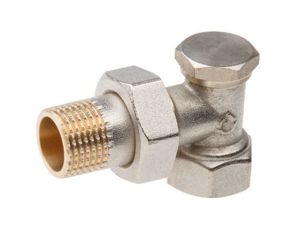 Кран вентильный угловой 1/2' вн.-нар. для радиатора, AV Engineering(Латунь, макс.  16 бар, макс.  110 °С, Обратка)