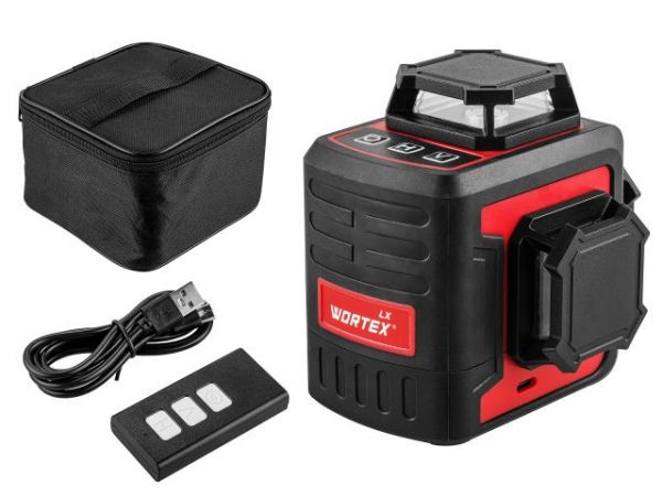 Нивелир лазерный линейный WORTEX LX LL 0330-2 (3х360°, до 25 м, +/- 0.3 мм/м, зеленый)(резьба 1/4')