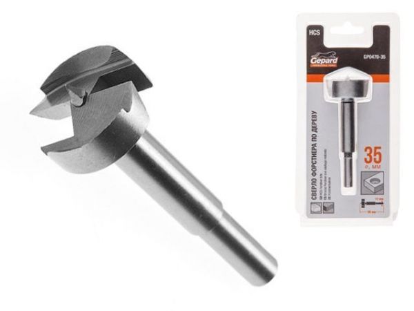 Сверло Форстнера по дереву 35мм GEPARD (GP0470-35)(петельное, фреза для петельных отверстий)