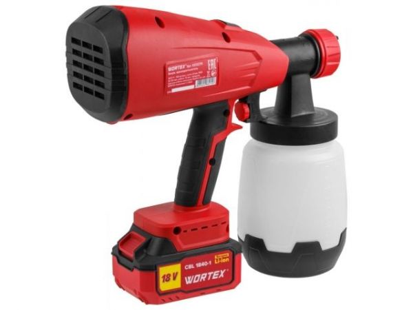 Краскораспылитель WORTEX CPS 1810 в кор. ALL1 XLT SET 18В, 1 акк., 4 Ач, 700 мл/мин, 1 л б(18 В, 1 акк., 4 Ач, ЗУ, 700 мл/мин, 1 л бак, 2.6 мм сопло, 50 DIN)