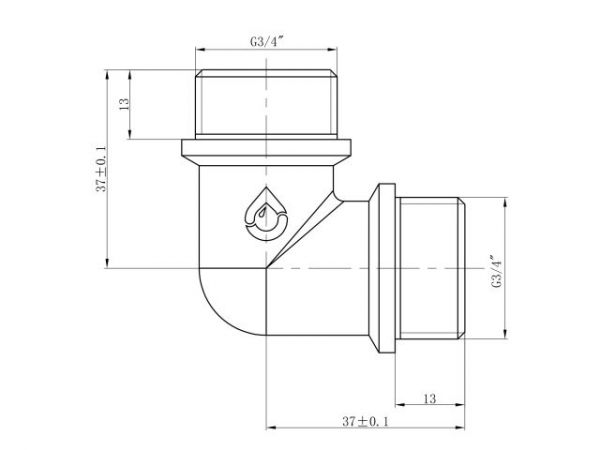 Колено 3/4' нар.-нар. с ограничителем, AV Engineering (инд. упак.)(Латунь, макс.  16 бар, макс.  110 °С)