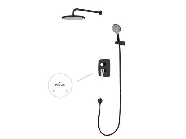 Душевая система (Lt) D35, серия Rose черный + белый, a-five(Встраиваемый, Излива нет, 1000 - 1200 мм.)