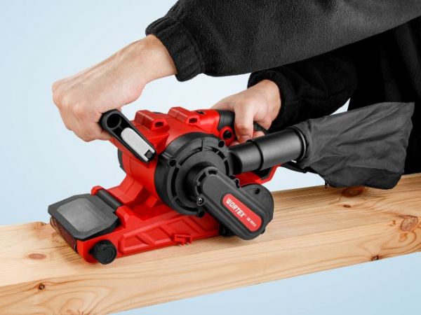 Ленточная шлифмашина Wortex SB 7611 E в кор. 1150 Вт, лента 76х533 мм, крепление к столу(120-380 м/мин, откидной носик)