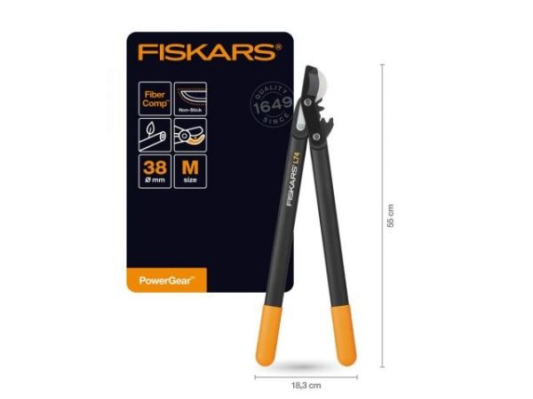 Сучкорез плоскостной L74 FISKARS PowerGear с загнутыми лезвиями средний