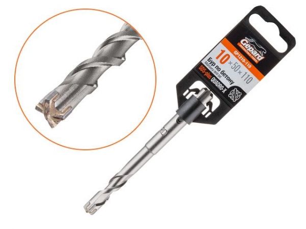 10х50х110 мм бур (сверло) SDS-plus QUADRO-X GEPARD(бур по бетону, крестовая пластина)
