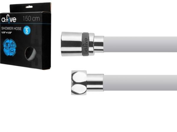 Шланг душевой, Si, 1/2' г-г 150 см, серый, a-five(Гайка латунь (anti-twist), 25 бар)