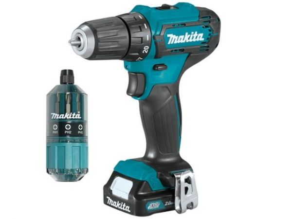 Дрель-шуруповерт MAKITA CXT DF 333 DWYE4 в чем. + набор бит(12.0 В, 2 акк., 1.5 А/ч Li-Ion, 2 скор., 30 Нм, шурупы до 8 мм)
