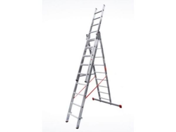 Лестница алюм. 3-х секц. 236/562/250 см 3х9 ступ. 15,9 кг  NV3230 Новая Высота(макс. нагрузка 150кг)