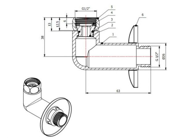 Американка угловая 1/2' вн. х 1/2' нар. ХРОМ, AV Engineering (2 шт. в уп.)(для полотенцесушителя, макс. 70 С, макс. 16 бар)