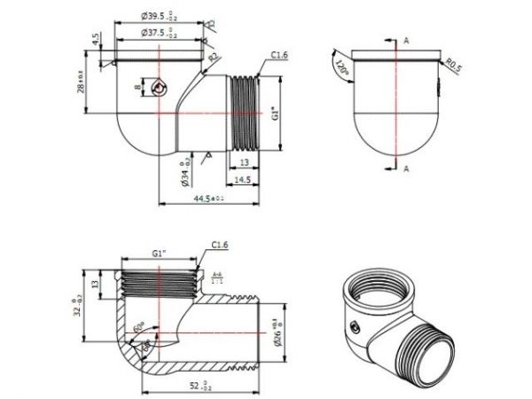 Колено 1' вн.-нар., AV Engineering (инд. упак.)(Латунь, макс.  16 бар, макс.  110 °С)