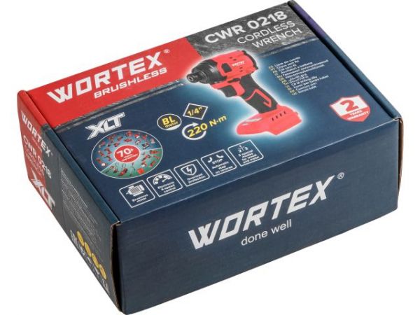 Ударный гайковерт/винтоверт WORTEX CWR 0218 в кор. XLT SOLO БЕСЩЕТ., 18 В, 220 Н*м(внутр. шестигр. 1/4', вес 0,92 кг)