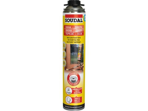 Пена монтажная пистолетная 'Soudal' ОКНА ДВЕРИ 750 мл