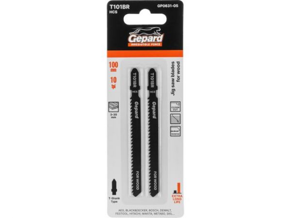Пилка лобз. по дереву T101BR (2 шт.) GEPARD(пропил прямой, тонкий, аккуратный и чистый рез)