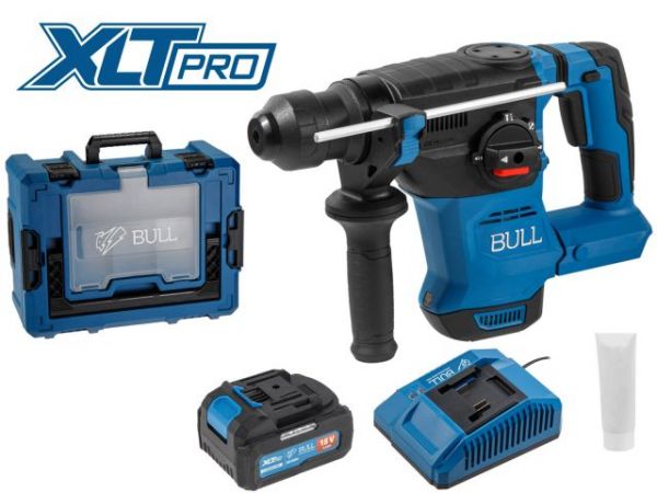 Перфоратор BULL CBH 1826 Xcase, XLTpro, БЕСЩЕТ., 18 В, 2.6 Дж, 26 мм, 1x4 А*ч, з/у(3 режима + Vario-lock, 3,2 кг)