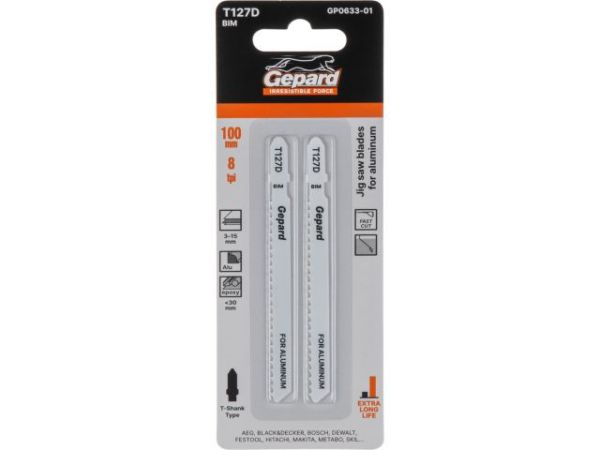 Пилка лобз. по алюминию T127D (2 шт.) GEPARD(пропил прямой, тонкий, быстрый рез)
