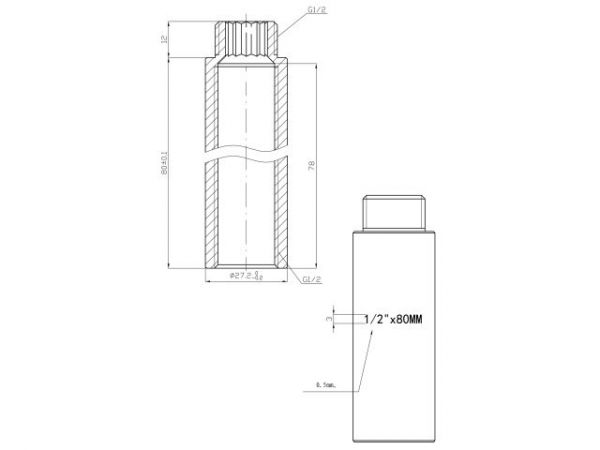 Удлинитель 1/2' вн.-нар. х 80 мм усиленный ХРОМ, AV Engineering (инд. упак.)(Латунь, макс.  16 бар, макс.  110 °С)