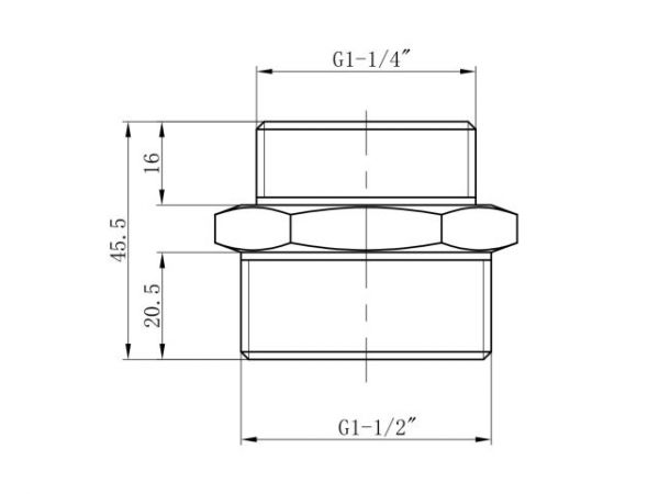 Ниппель ред. 1 1/2' нар. х 1 1/4' нар., AV Engineering (инд. упак.)(Латунь, макс.  16 бар, макс.  110 °С)