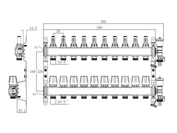Коллекторная группа AVE136, 10 вых. AV Engineering(PRO серия Для теплого пола и водоснабжения)
