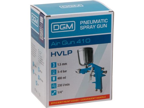 Краскораспылитель DGM Air Gun 410(HVLP, сопло ф 1.5 мм, верх. бак 400 мл)