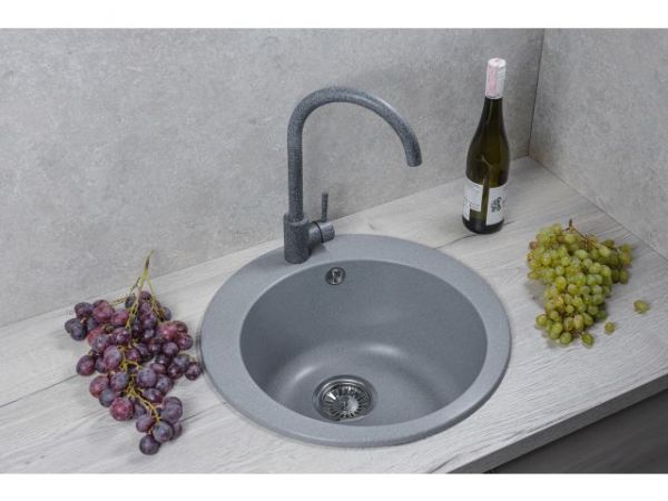 Мойка кухонная из искусственного камня POINT серебро 495х495 мм, AV Engineering