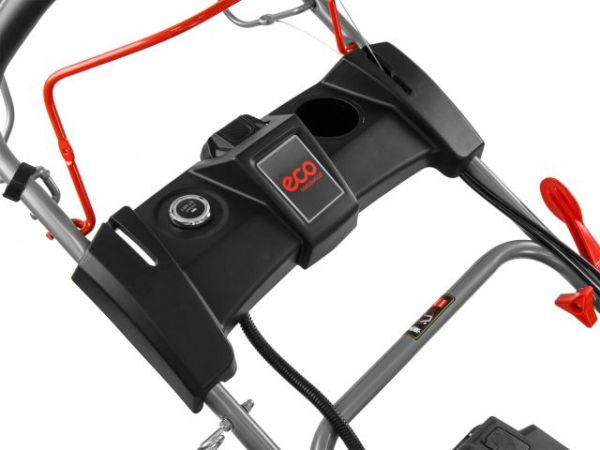 Газонокосилка бензиновая ECO LG-645 E самоходная(4 л.с., шир. 46 см, самоходная, электростарт, мульчир., стальн. корпус, травосборник 60 л)