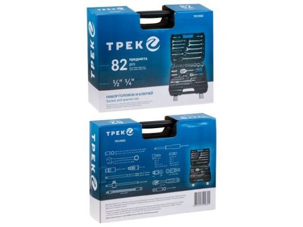 Набор головок и ключей 82пр. ТРЕК(1/4', 1/2', 6 граней)