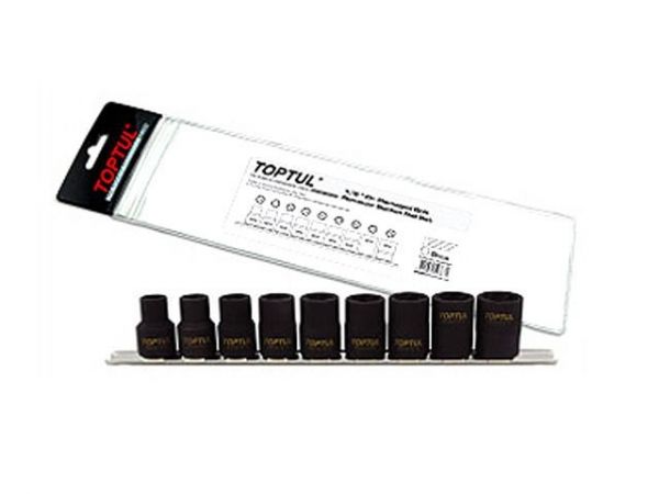 Набор головок 1/2' 10-19мм для сорв. граней 9предм. на подвесе TOPTUL