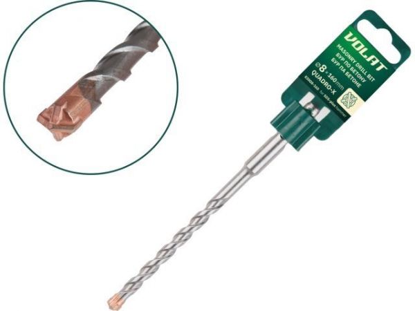 8х100х160 мм бур (сверло) SDS-plus QUADRO-X ВОЛАТ(бур по бетону, крестовая пластина)