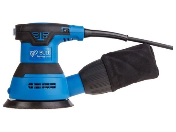 Эксцентриковая шлифмашина BULL OS 1235 в кор. 350 Вт, 125 мм, 8000-12000 об/мин, рег. об. (шнур - 4 м, амп. колебаний 2,6 мм)