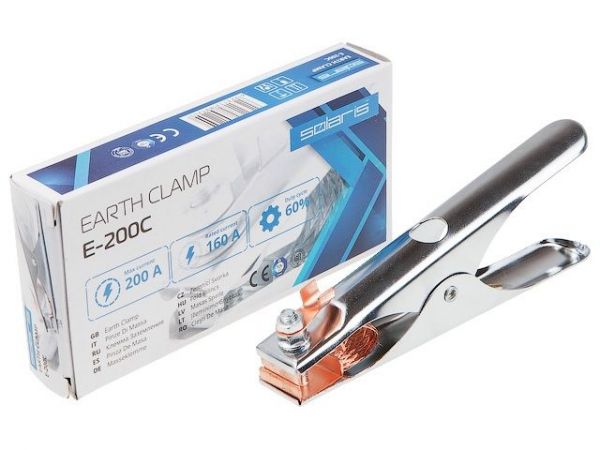 Клемма заземления 200А E-200C Solaris в кор.(зажим массы; непрерыв. режим 160 А; макс. 200 А)