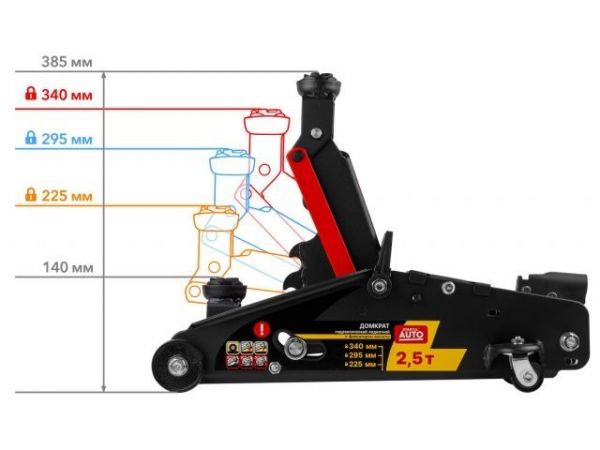 Домкрат подкатной 2,5т h385 с фиксатором STARTUL AUTO (ST8014-06)(h min 140мм, h max 385мм)
