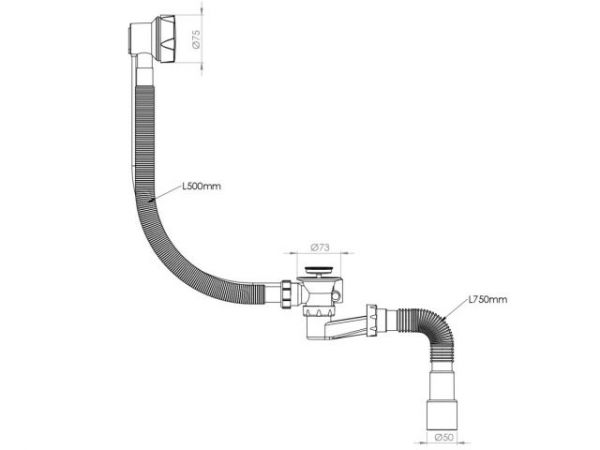 Сифон для ванны автомат, с гибкой трубой 1 1/2' - 40/50 мм, AV Engineering
