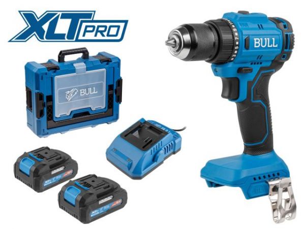 Дрель-шуруповерт BULL SR 1803 Xcase XLTpro БЕСЩЕТ., 2x2 А*ч, 18 В, 45 Н*м, БЗП 10 мм(шурупы до 10 мм)