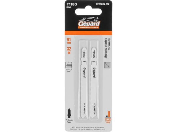 Пилка лобз. по металлу T118G (2 шт.) GEPARD(пропил прямой, тонкий, для базовых работ)