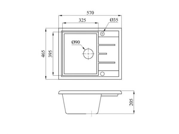 Мойка кухонная из искусственного камня PLATINUM гранит 570х465 мм, AV Engineering