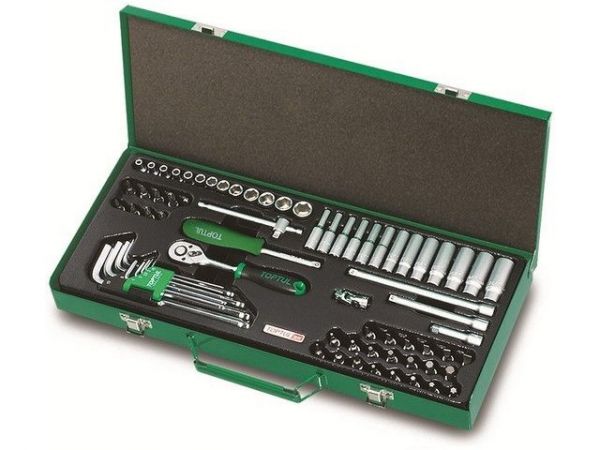 Набор головок, ключей и бит 1/4' 72предм. 6гр. метал.кейс TOPTUL