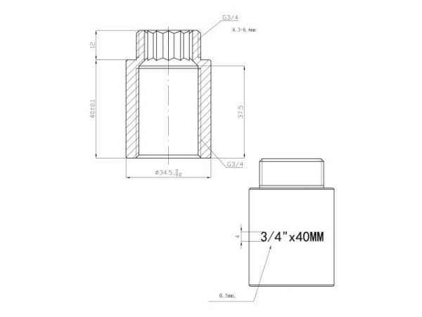 Удлинитель 3/4' вн.-нар. х 40 мм усиленный ХРОМ, AV Engineering (инд. упак.)(Латунь, макс.  16 бар, макс.  110 °С)