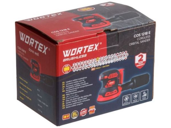 Эксцентриковая шлифмашина WORTEX COS 1218 E в кор. ALL1 XLT SOLO в кор. БЕСЩЁТ., 18В, 125 мм,(Регул. об., Амплитуда колебаний: 3,6 мм)