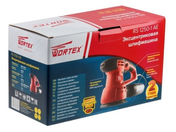 Эксцентриковая шлифмашина WORTEX RS 1250-1 AE в кор. 450 Вт, 150 мм, 5000-13000 об/мин(Амплитуда колебаний 2 мм, регул. об.)