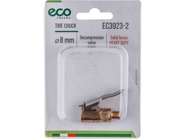 Наконечник для подкачки шин (резьба 8 мм, клапан сброса давления, латунь) ECO