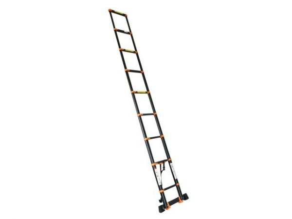 Лестница телескопическая 1-секц. алюм. 590см, 15 ступ. 17,0кг BLACK LINE STARTUL (ST9931-059)(ширина ступени 8см, прорезиненные колеса и доп.стабилизаторы)