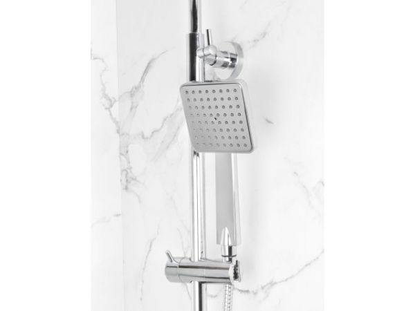 Душевая термостатическая система с изливом (Lt), серия THS хром, AV Engineering(Короткий излив, длина 115 мм, лейка и шланг в комплекте, монолитный, на стену)