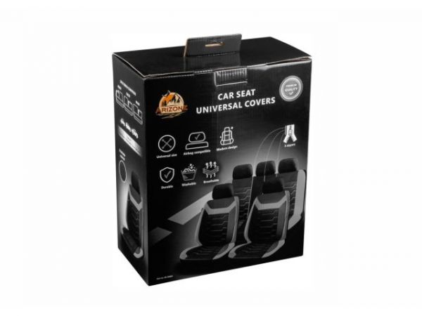 Чехлы на сиденья автомобиля универсальные, полиэстер, черно-серые, ARIZONE